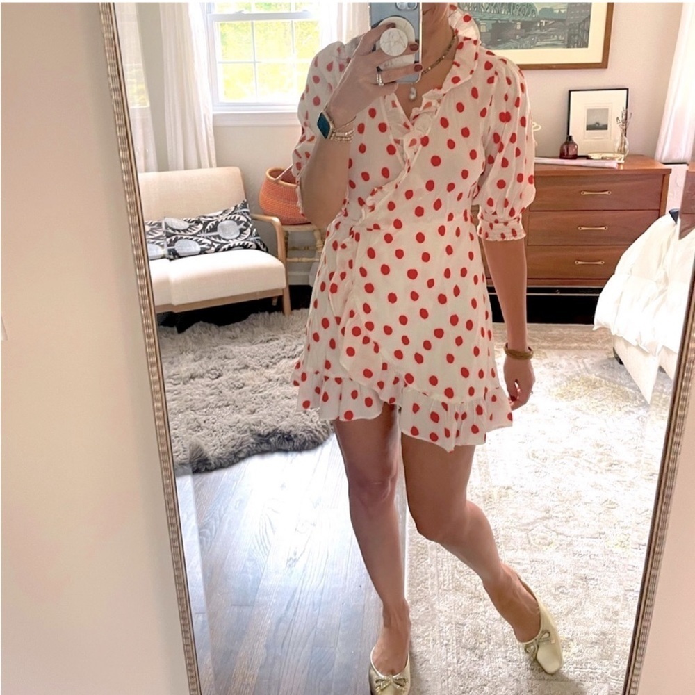 Rixo X Target Polkadot Wrap Mini Dress